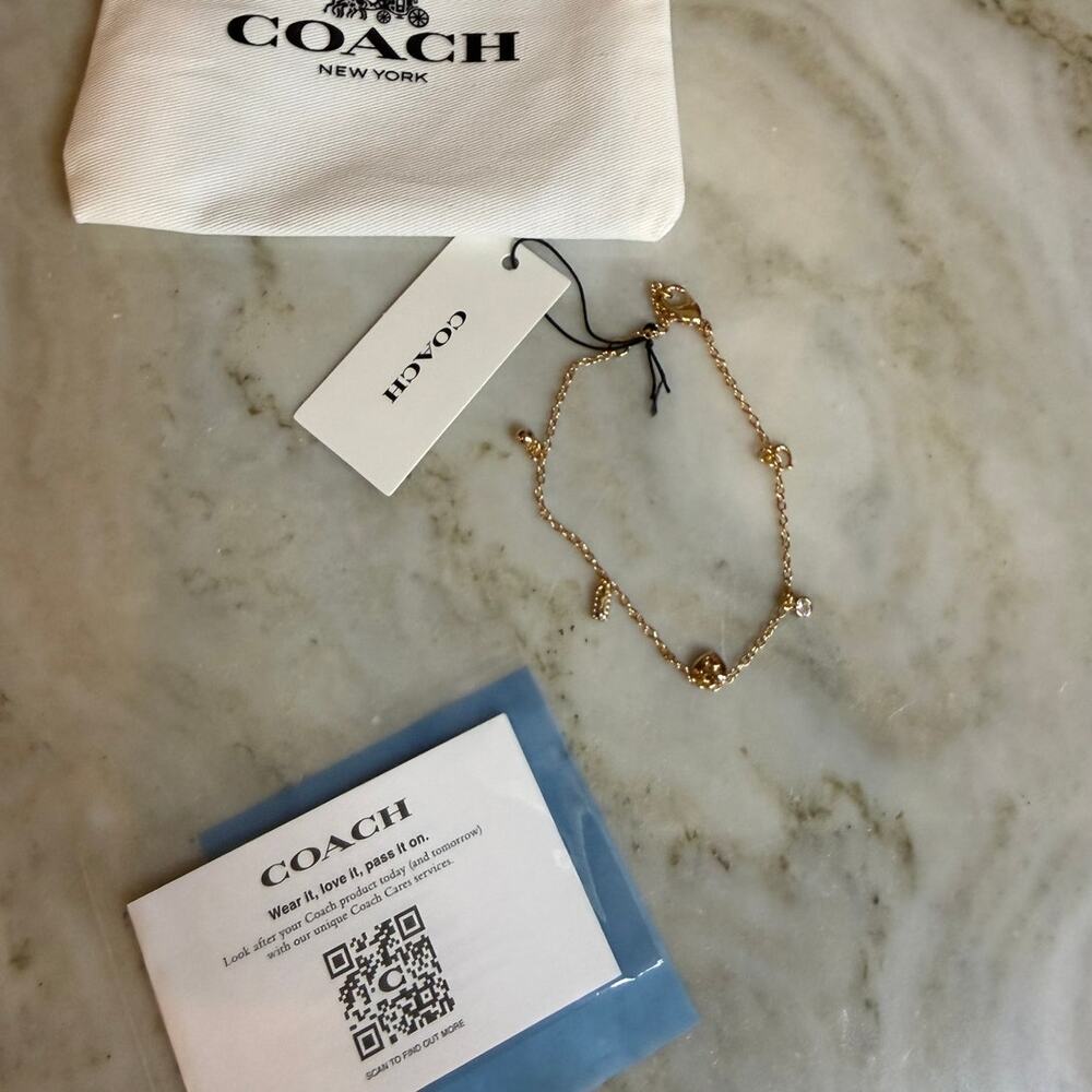 Coach Demure Heart Charm Bracelet 14K Gold Plated - Picture 3 of 7